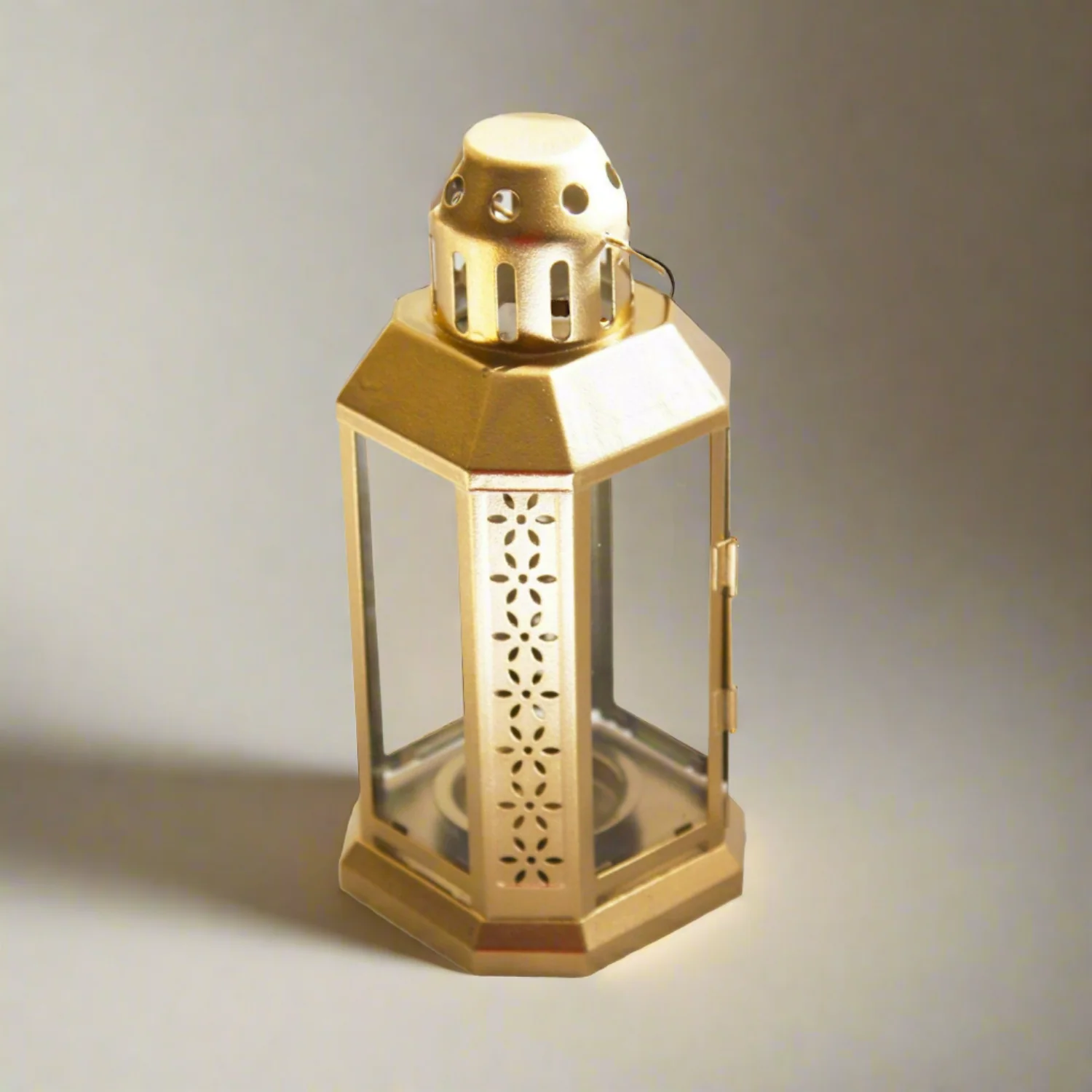 Set of 10 Gold Metal 21cm Tealight Candle Miners Lantern Summer Xmas Wedding Home Party Room Balcony Deck Decoration - Nurns