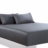 Super King 400 Thread Count Bamboo Cotton Fitted Sheet With 2 Pillowcases Charcoal - Nurns