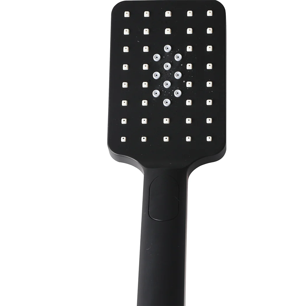 Rain Shower Head Set Black Square Brass Taps Mixer Handheld High Pressure - Nurns