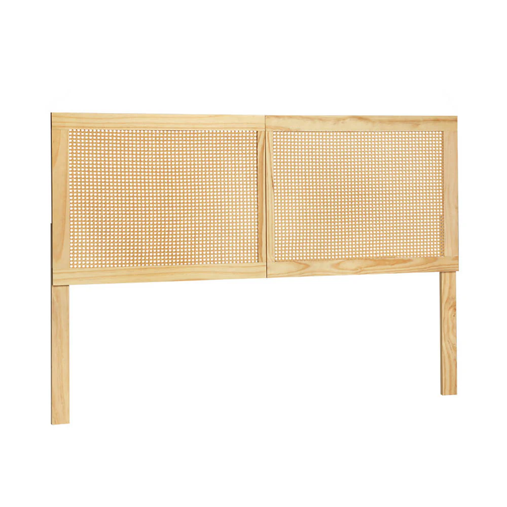 Rattan Bed Head Headboard Bedhead Base - Pine Queen - Nurns