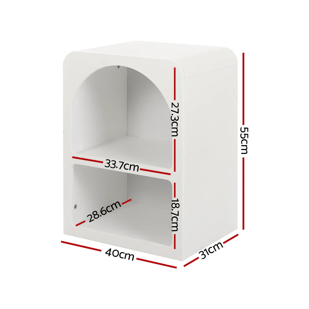 Caledon Wooden Bedside Tables Shelves Side End Storage Nightstand - White - Nurns