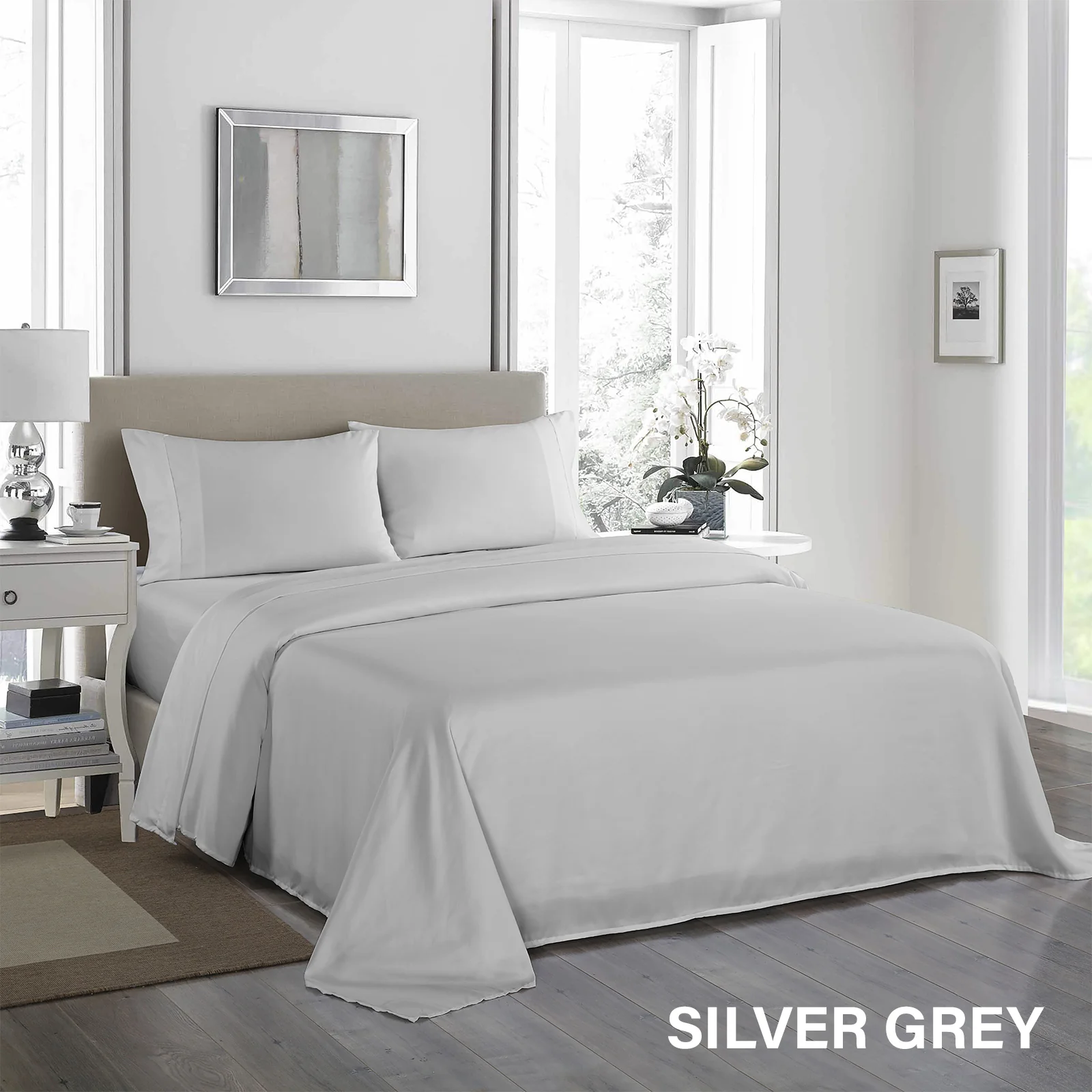 King Royal Comfort 1200TC Ultrasoft 4-Piece Sheet Set - Silver - Nurns