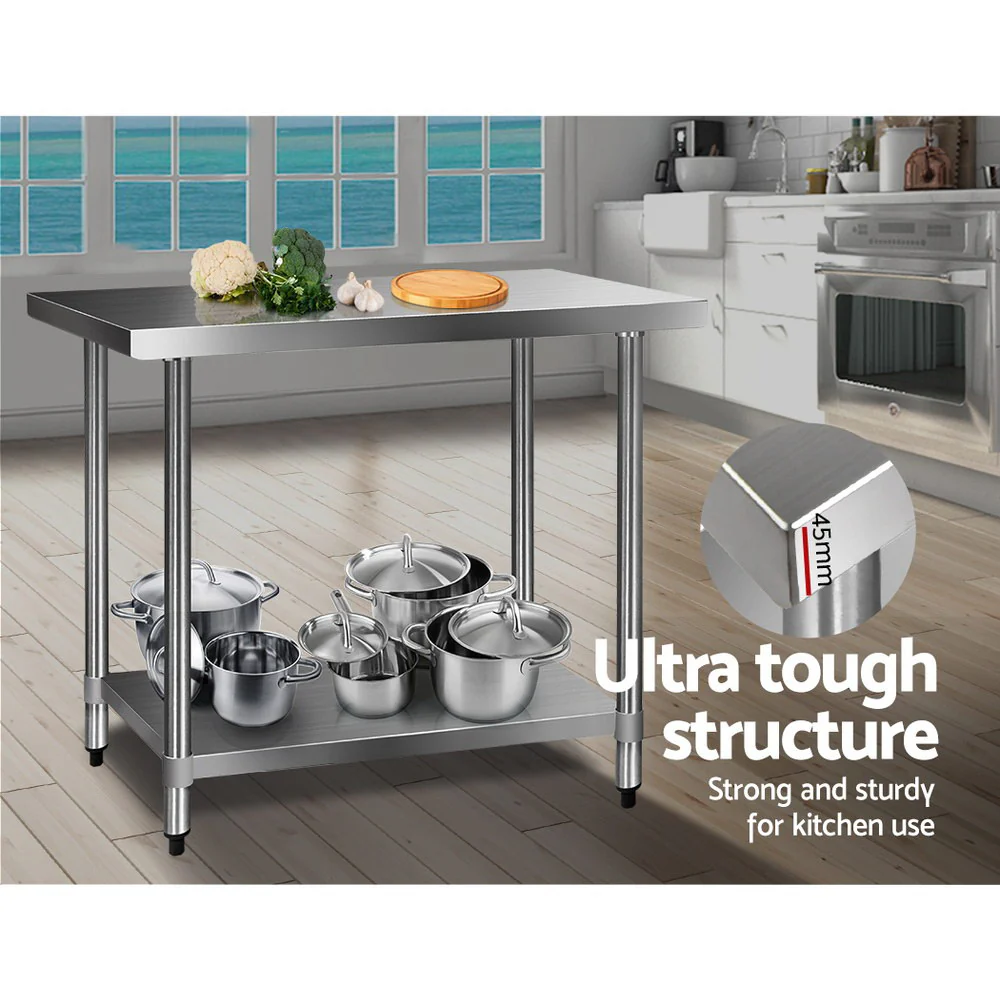 610x1219mm Commercial Stainless Steel Kitchen Bench - Nurns