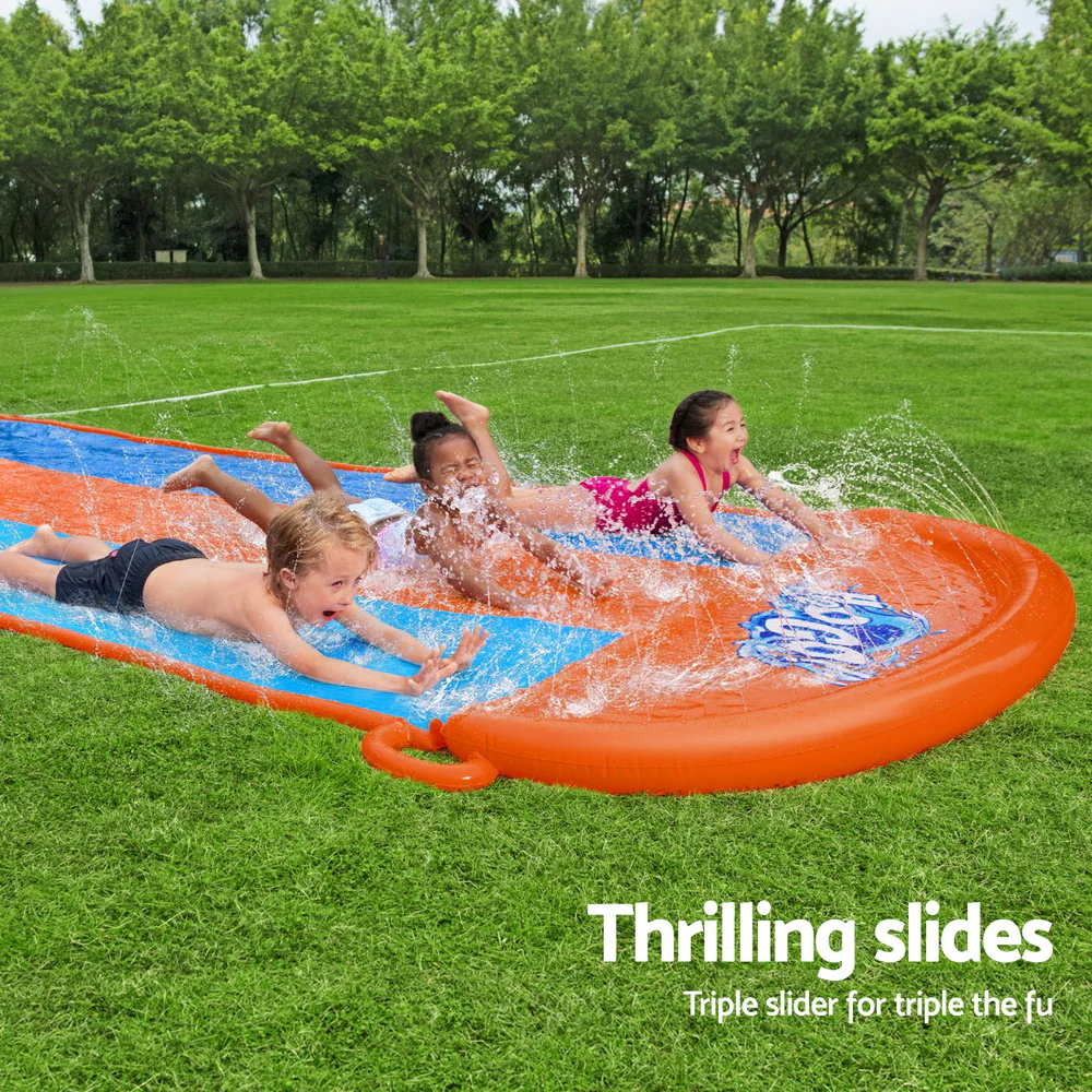 Factory Buys Water Slip And Slide Kids Inflatable Splash Toy Outdoor Triple 4.88M - Nurns