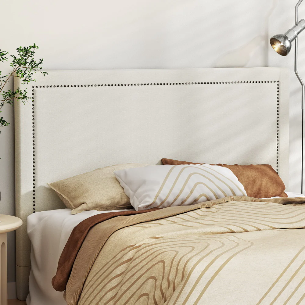 Bed Head Headboard Fabric - Beige Queen - Nurns