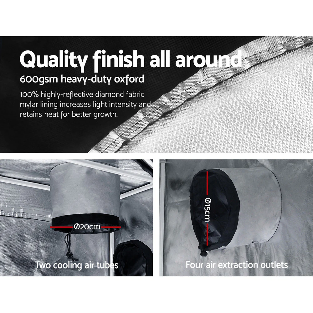 Grow Tent 240x120x200CM Hydroponics Kit Indoor Plant Room Black - Nurns