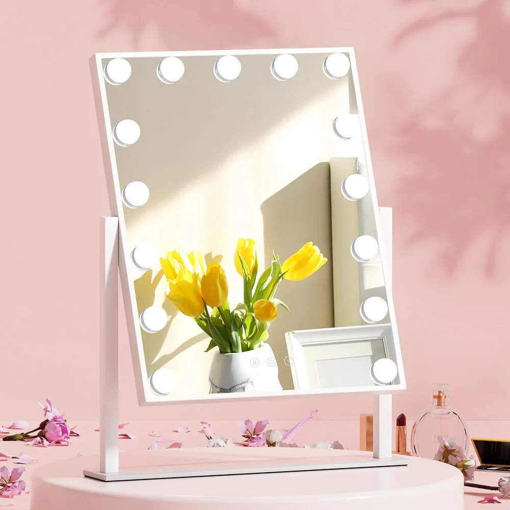 Hollywood Makeup Mirror with 15 Dimmable Bulb Lighted Dressing Mirror - Nurns