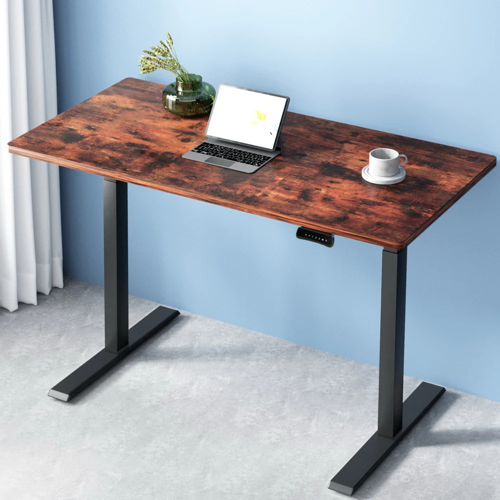Artiss Standing Desk Motorised Dual Motor Rustic Brwon 120cm - Nurns