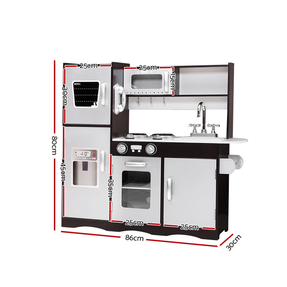 Kids Kitchen Set Pretend Play Food Sets Childrens Utensils Toys Black - Nurns