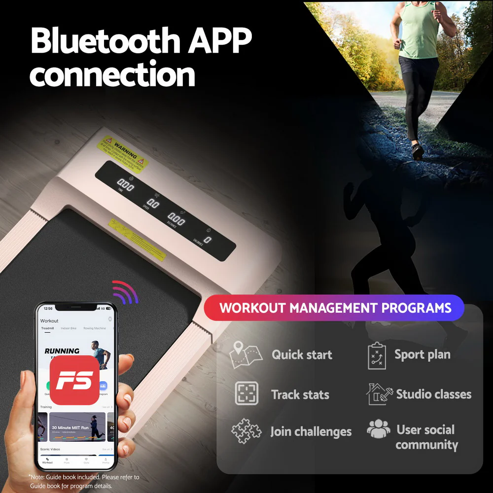 Everfit Treadmill Electric Walking Pad Under Desk Home Gym Fitness 360mm Pink - Nurns