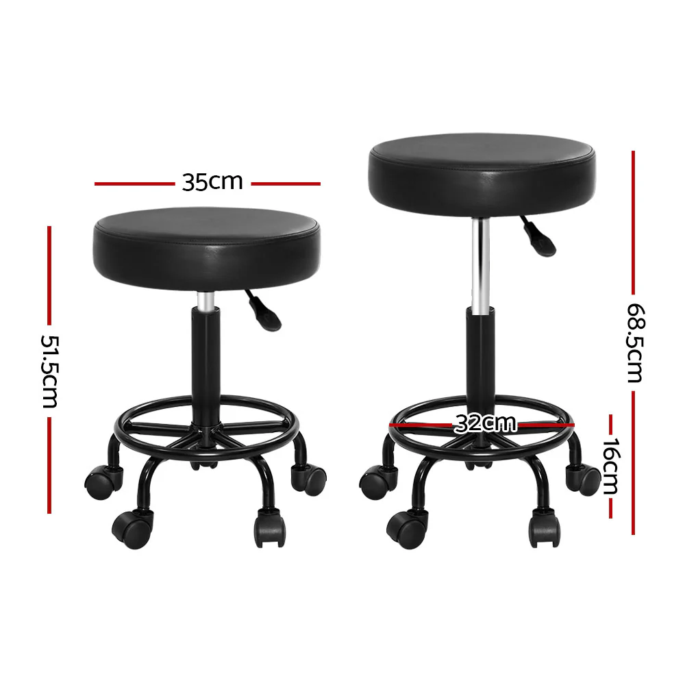 Set of 2 Salon Stool Round Swivel Chair - Nurns