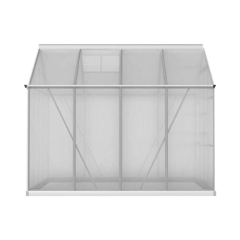 Greenfingers Greenhouse 2.42x2.5x2.26M Aluminium Double Doors Green House Garden Shed - Nurns