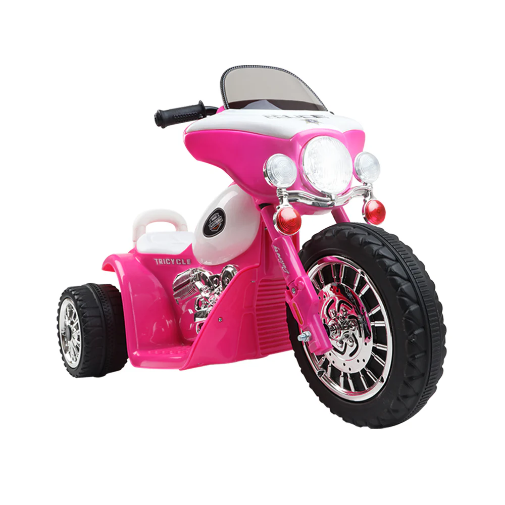 Kids Ride On Motorcycle Motorbike Car Harley Style Electric Toy Police Bike - Pink - Nurns