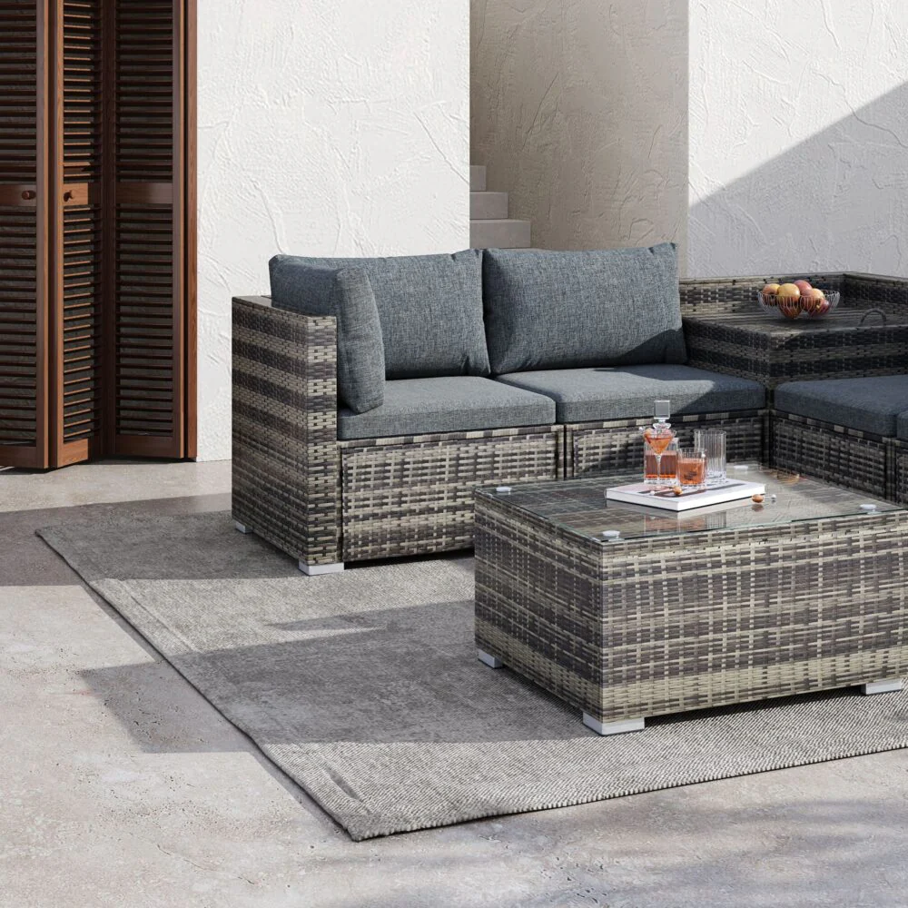 Quincy 8-Seater Outdoor Furniture Setting 9-Piece Set - Grey - Nurns