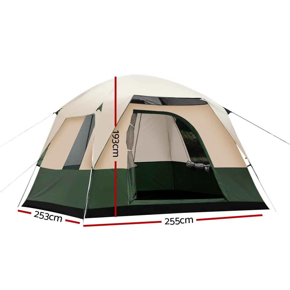 Family Camping Tent 4 Person Hiking Beach Tents Green - Nurns