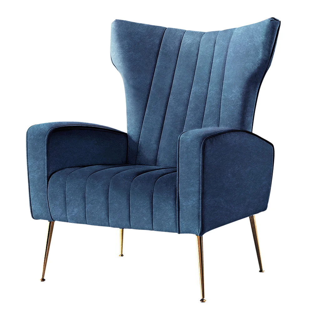 Maricel Accent Velvet Seat Lounge Armchair - Navy - Nurns
