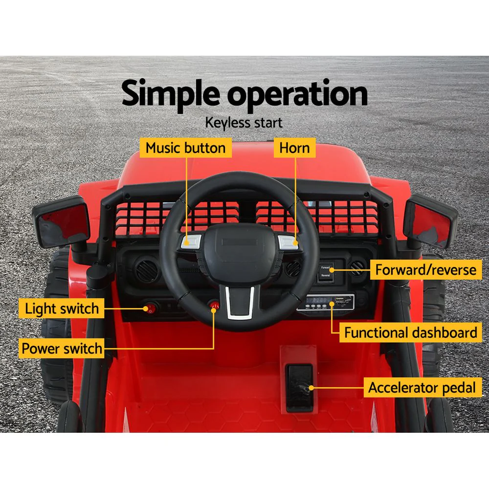 Kids Ride on Car Electric 12V Car Toys Jeep Battery Remote Control - Red - Nurns