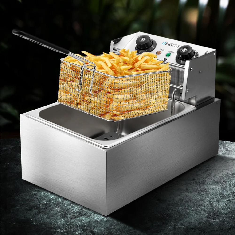Devanti 10L Electric Commercial Deep Fryer Single Basket 2200W - Nurns