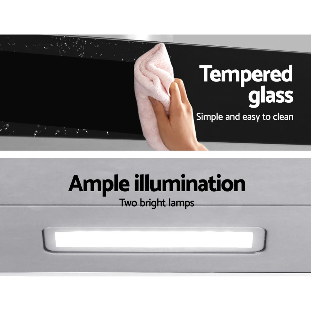 Devanti 900mm Range Hood 90cm Rangehood Glass Stainless Steel - Nurns