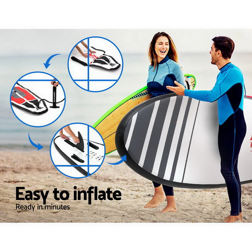 Stand Up Paddle Board 11ft Inflatable SUP Surfboard Paddleboard Kayak Surf - Black - Nurns