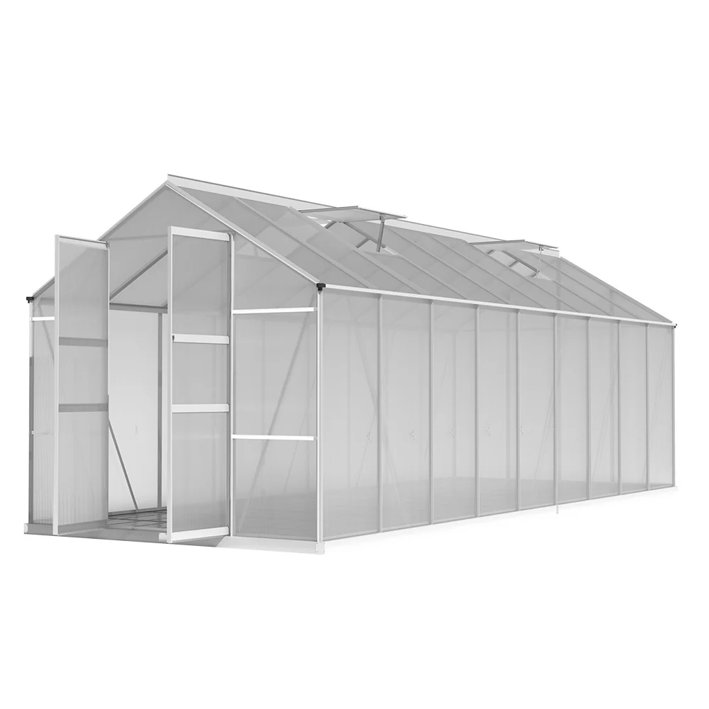 Greenfingers Greenhouse 5.1x2.5x2.26M Double Doors Aluminium Green House Garden Shed - Nurns