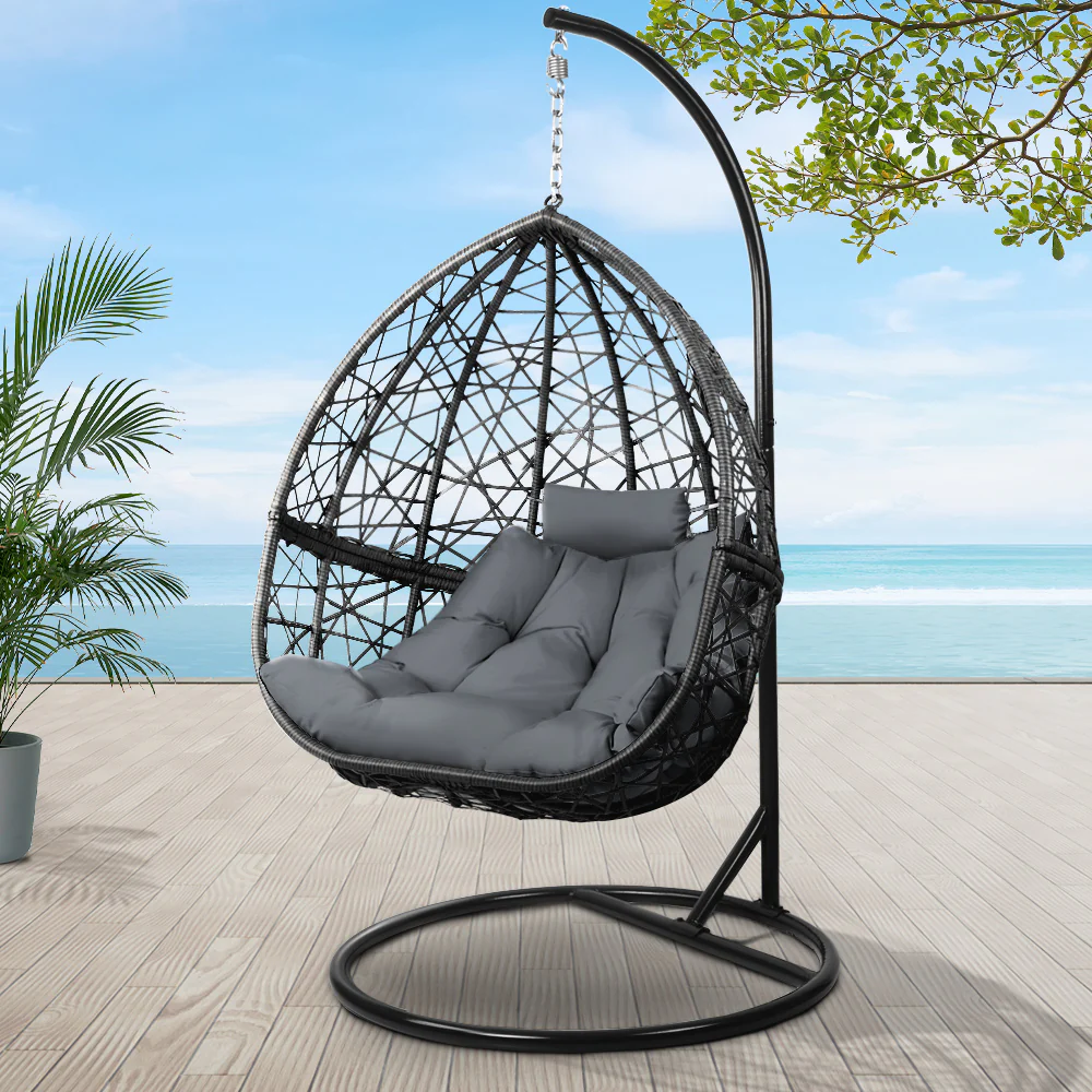 Cordi Egg Swing Chair Outdoor Hanging - Black - Nurns