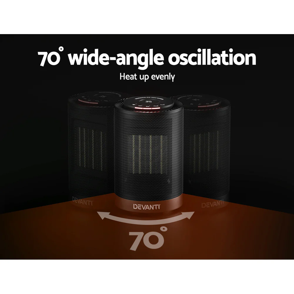 Electric Fan Heater 1200W - Black - Nurns