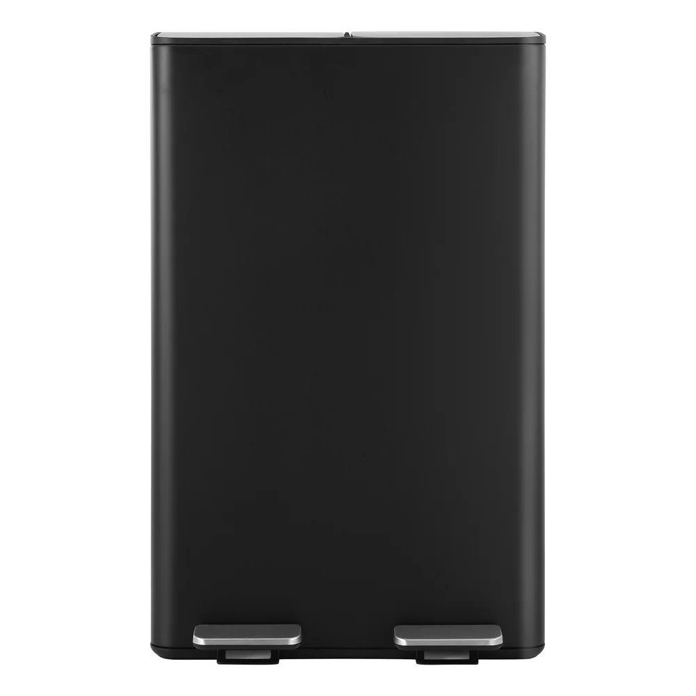 Pedal Bins Rubbish Bin Dual Compartment Waste Recycle Dustbins 60L - Black - Nurns