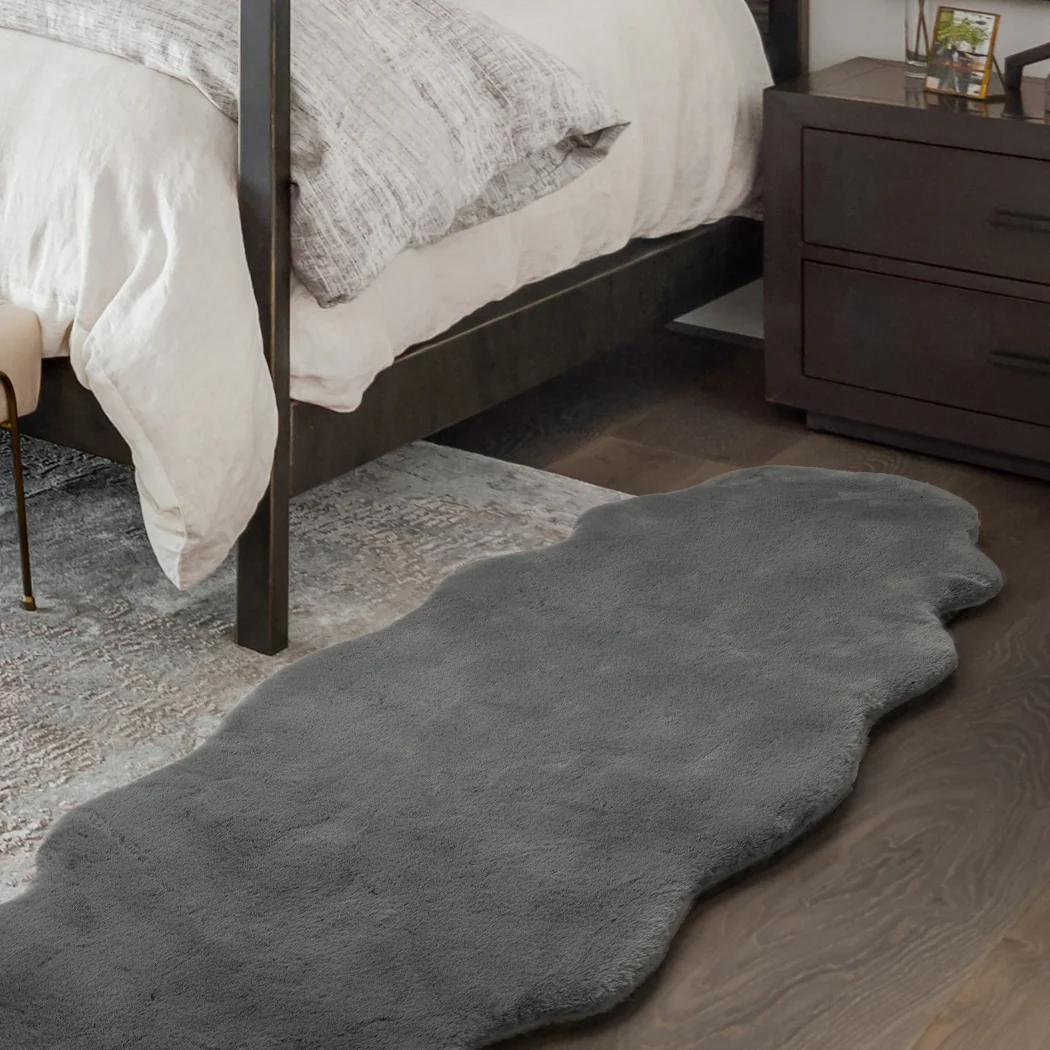 Lennon 80x200cm Floor Rug Area Rugs Cloud Fluffy - Grey - Nurns