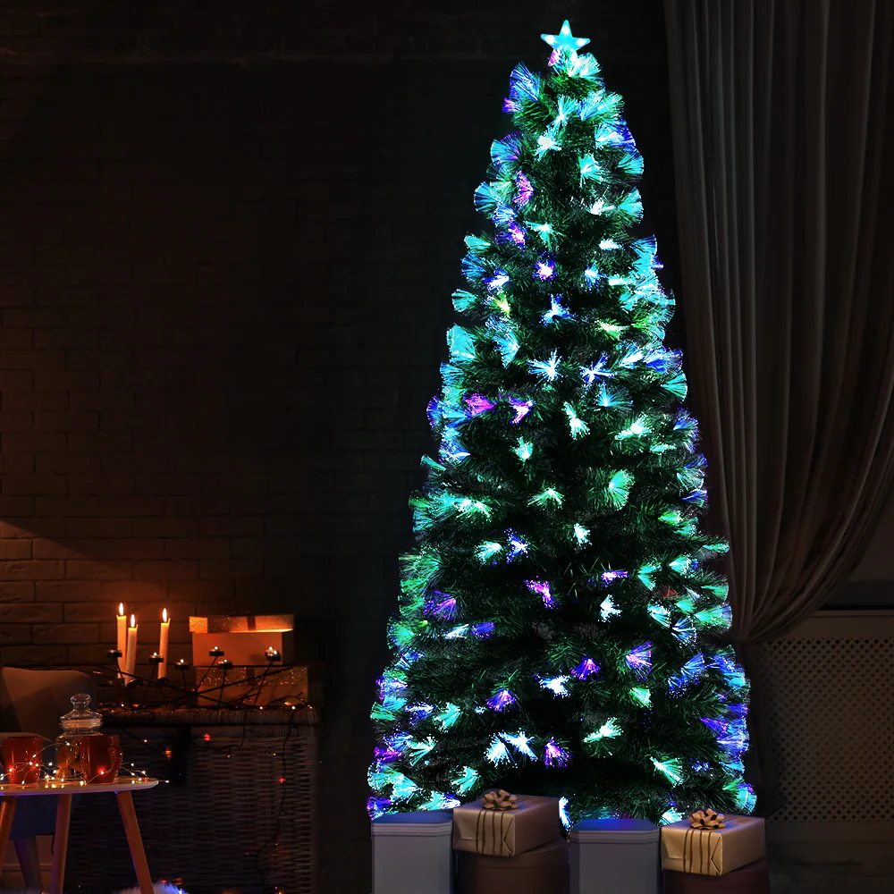 7ft 2.1m 270 Tips Christmas Tree xmas Multi Colour Lights Optic Fibre Multicoloured - Nurns