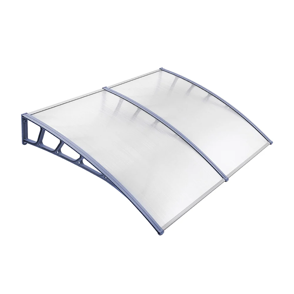 Instahut Window Door Awning Canopy 1.5mx2m Transparent Sheet Grey Plastic Frame - Nurns