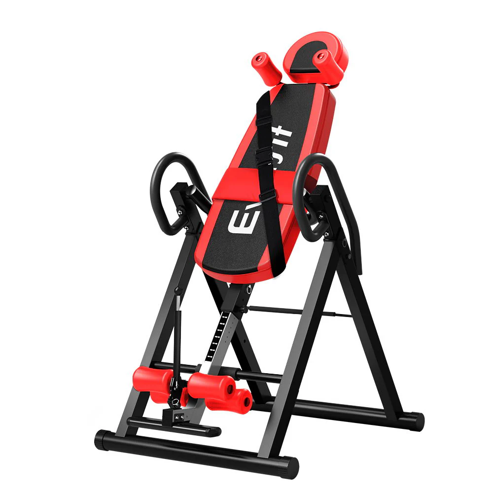 Everfit Inversion Table Gravity Exercise Inverter Back Stretcher Home Gym Red - Nurns