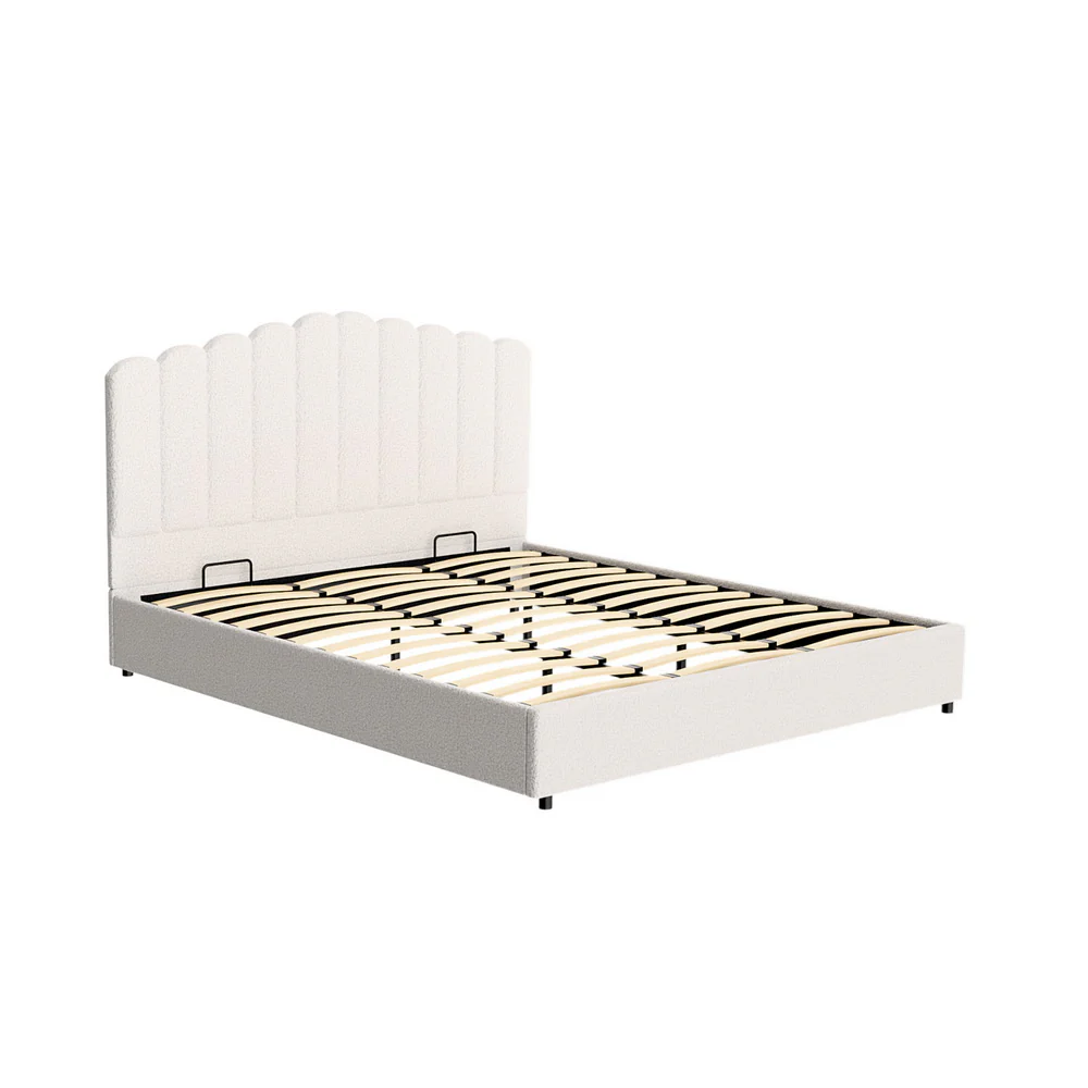 Fiona Bed Frame Bouclé - Beige King - Nurns