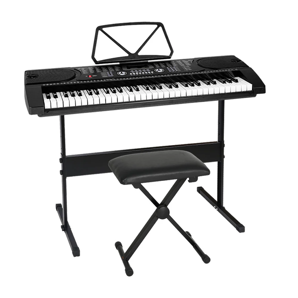 Alpha 61 Keys Electronic Piano Keyboard Digital Electric w/ Stand Stool Black - Nurns