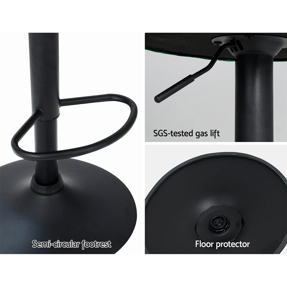 Set of 2 Naples Bar Stools Kitchen Stool Swivel Chair Gas Lift Velvet Chairs - Green - Nurns