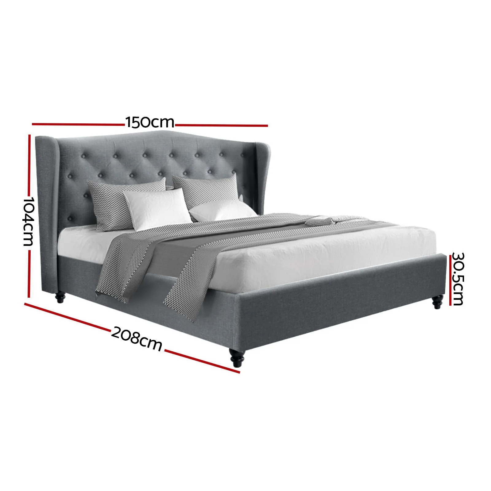 Diamond Bed & Mattress Package - Grey Double - Nurns