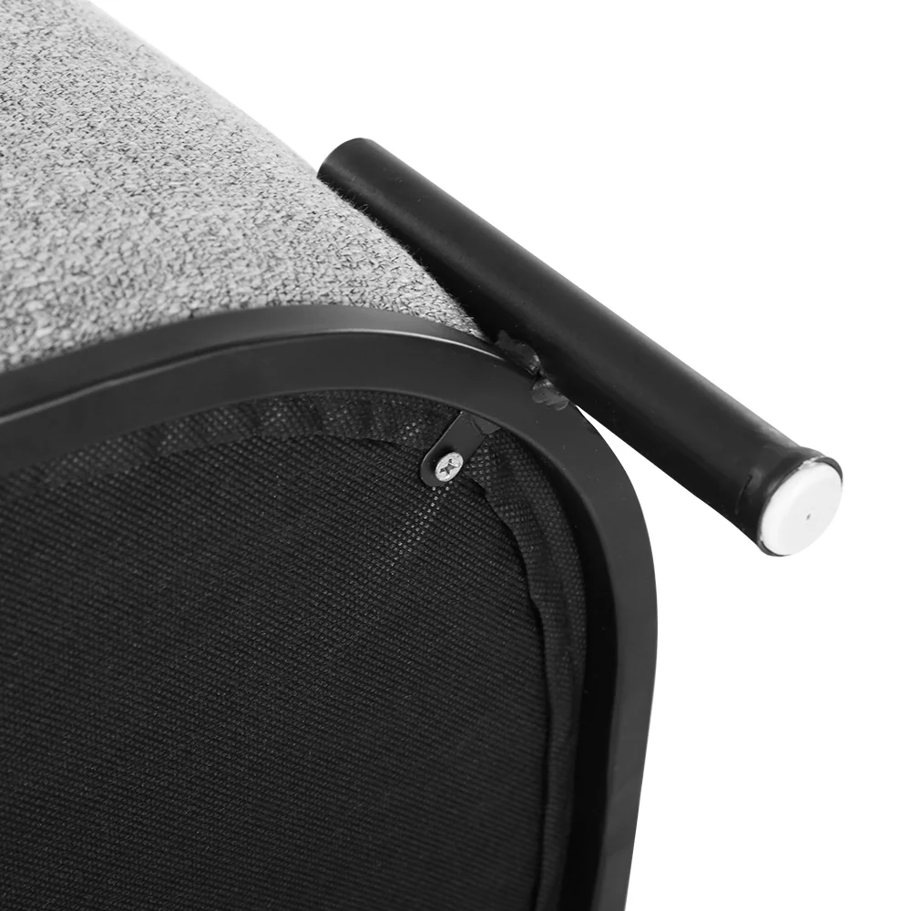 Square Foot Stool Faux Linen Fabric Ottoman Foot Rest Padded Seat Grey - Nurns