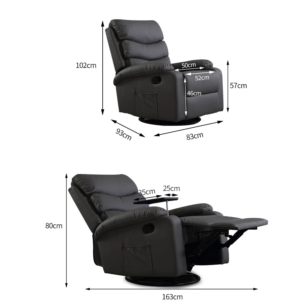 Cyrene Massage Chair Recliner Chair Heated Lounge Armchair 360 Swivel - Black - Nurns