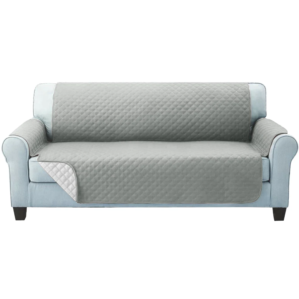 Sofa Cover Quilted Couch Covers Lounge Protector Slipcovers 3 Seater Grey - Nurns