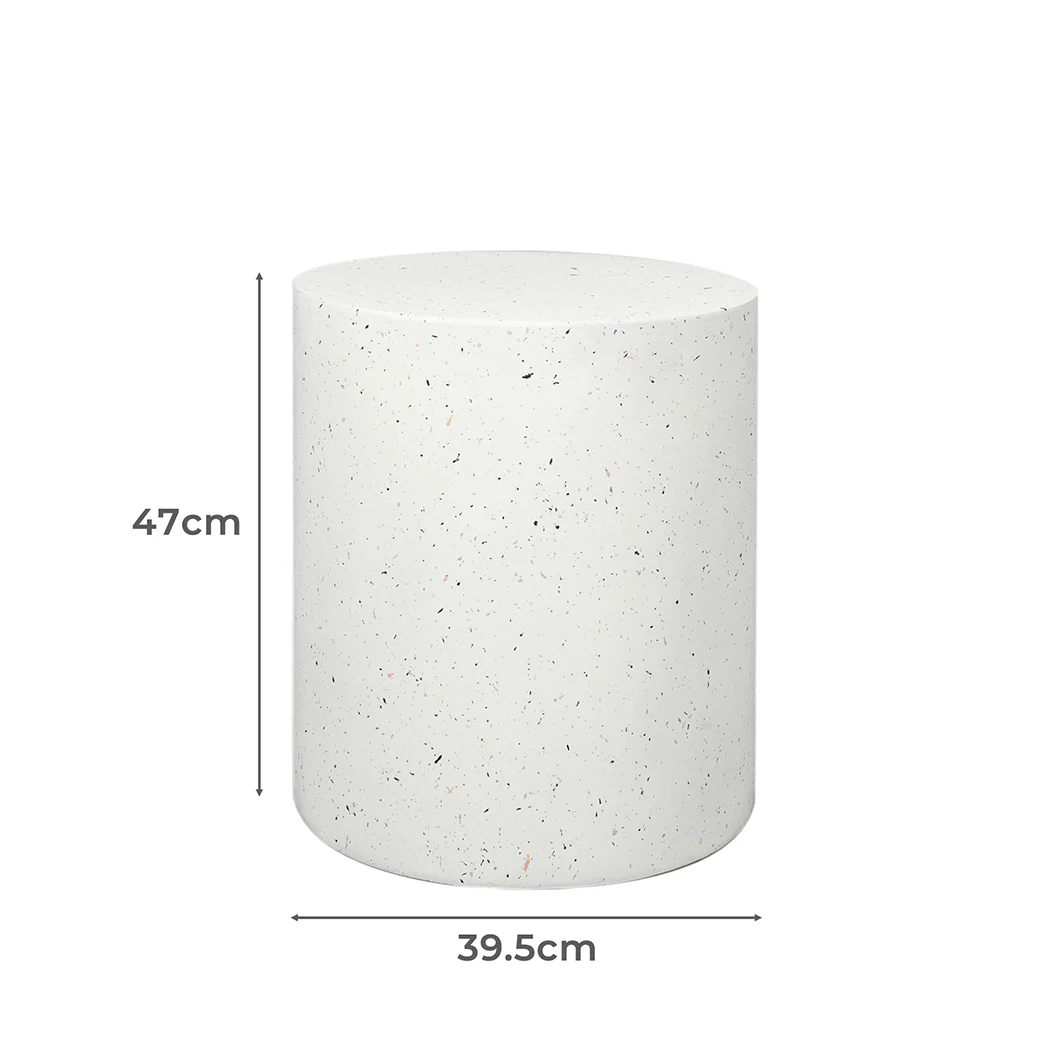 Ilithyia Side Table Terrazzo Round End - White - Nurns