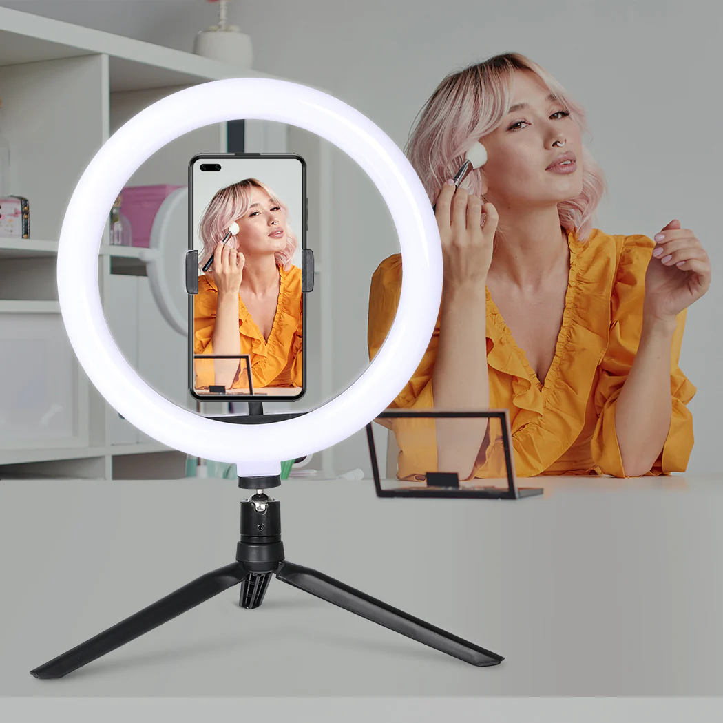 LED Ring Light with Tripod Stand Phone Holder Dimmable Studio Photo Makeup Lamp Type1 - Nurns