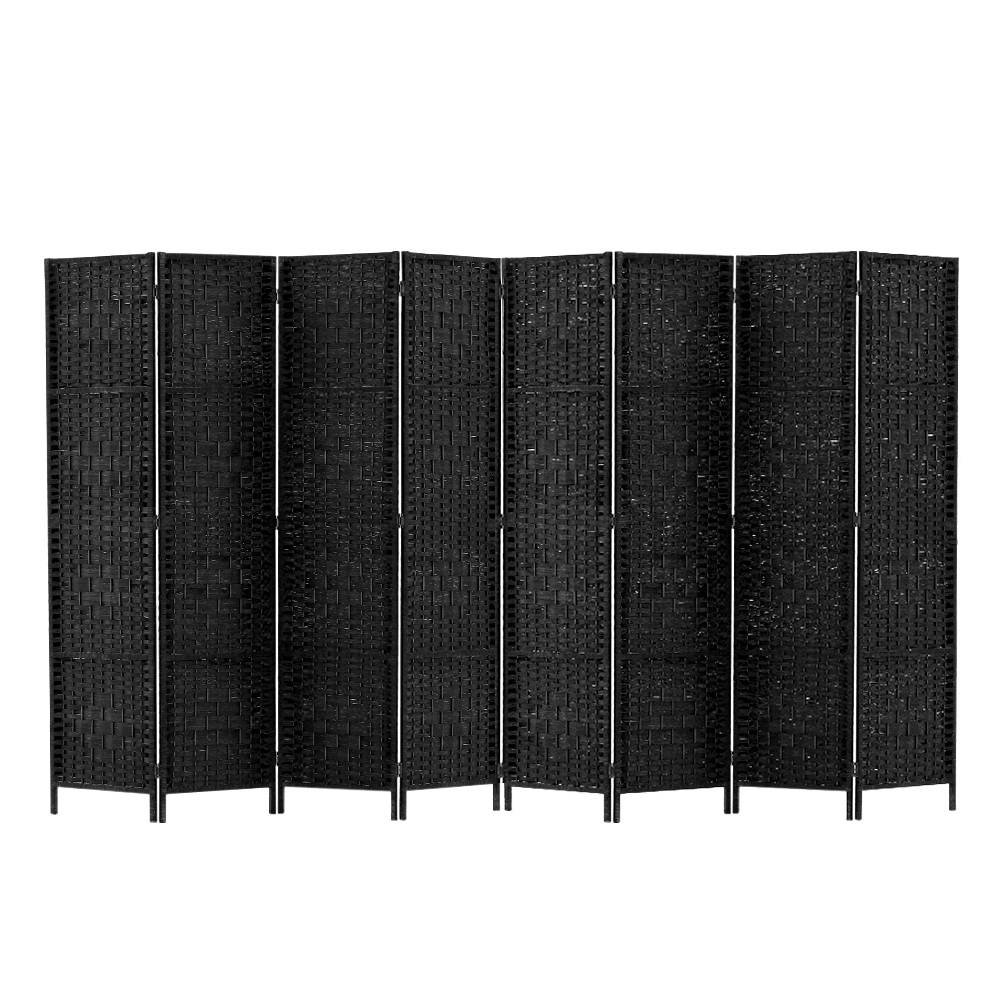 8 Panel Room Divider Screen 326x170cm Woven - Black - Nurns