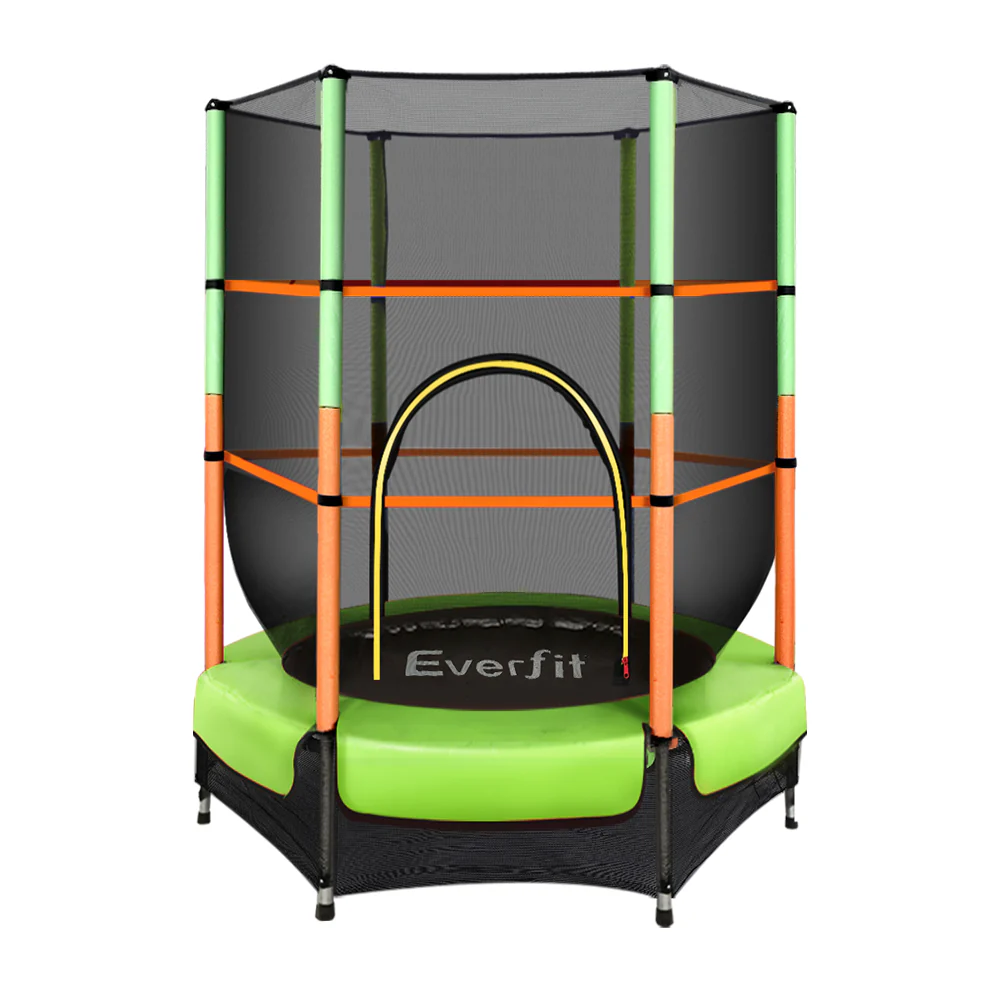 Everfit Trampoline for Kids 4.5FT with Enclosure Safety Net Rebounder Gift Green - Nurns