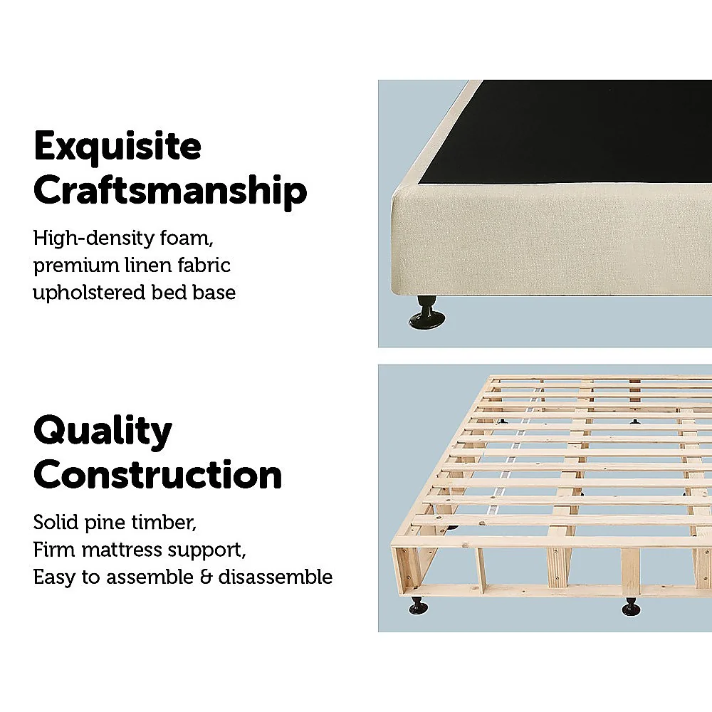 Aisha Ensemble Bed Base Linen Fabric - Natural Sand King - Nurns