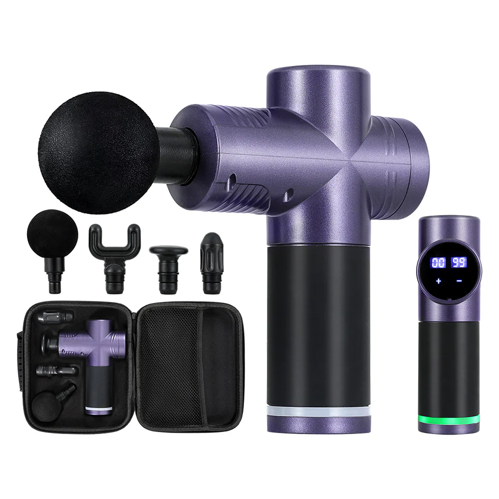 Everfit 30 Speed Massage Gun 4 Heads Vibration Muscle Massager Chargeable Purple - Nurns