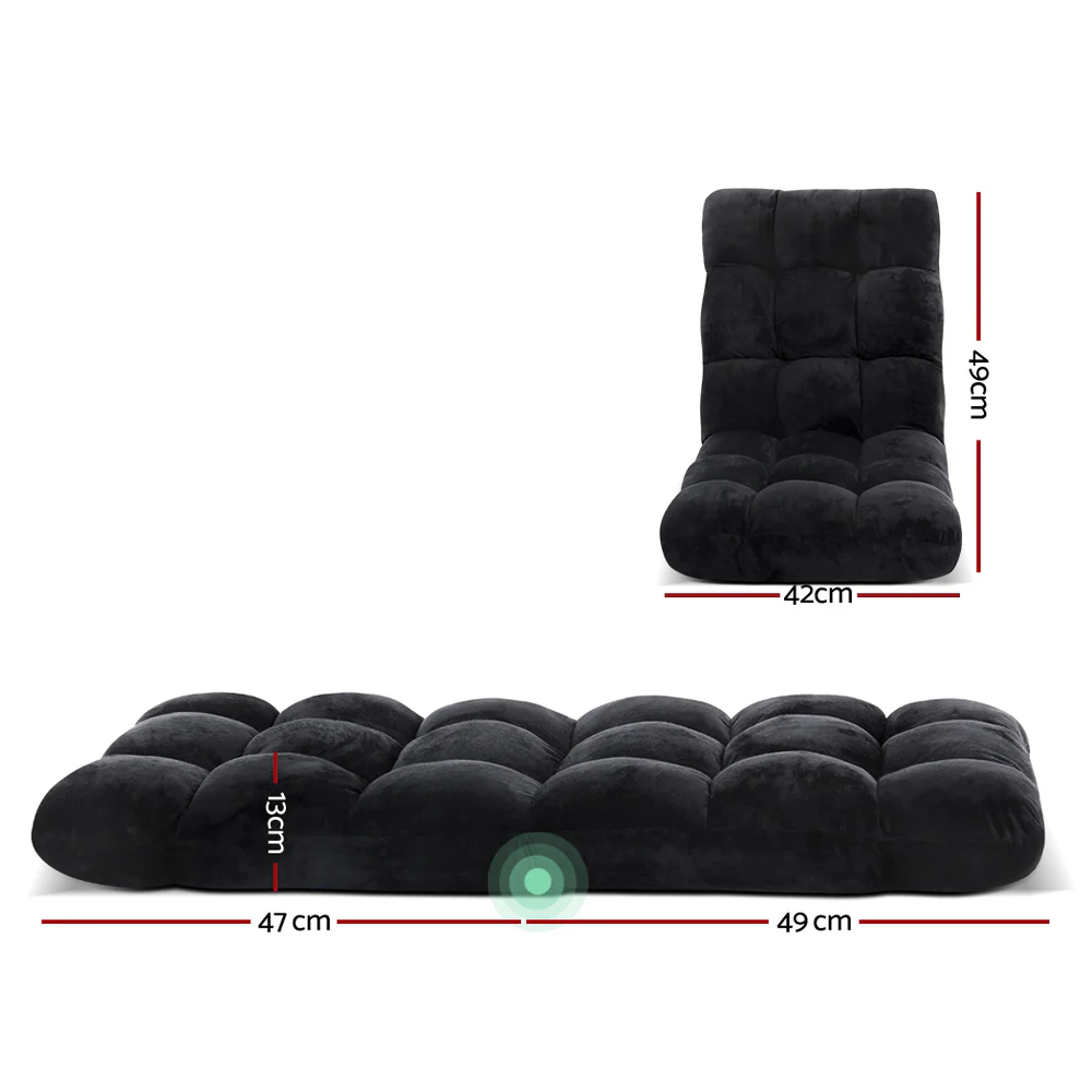Marget Chaise Futon Folding Floor Sofa Bed Recliner - Black - Nurns