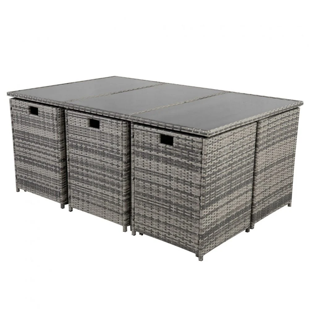 Drew 10-Seater Outdoor Furniture Setting 11-Piece Dining Set - Grey - Nurns