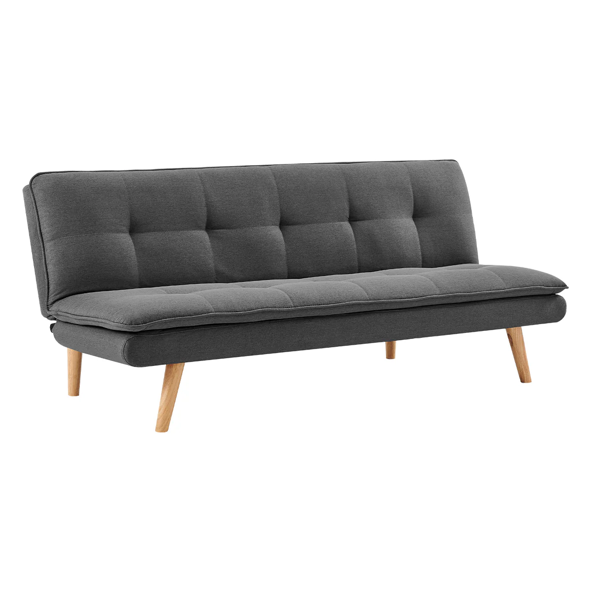 Matilda 3-Seater Linen Futon Sofa Bed Lounge - Dark Grey - Nurns
