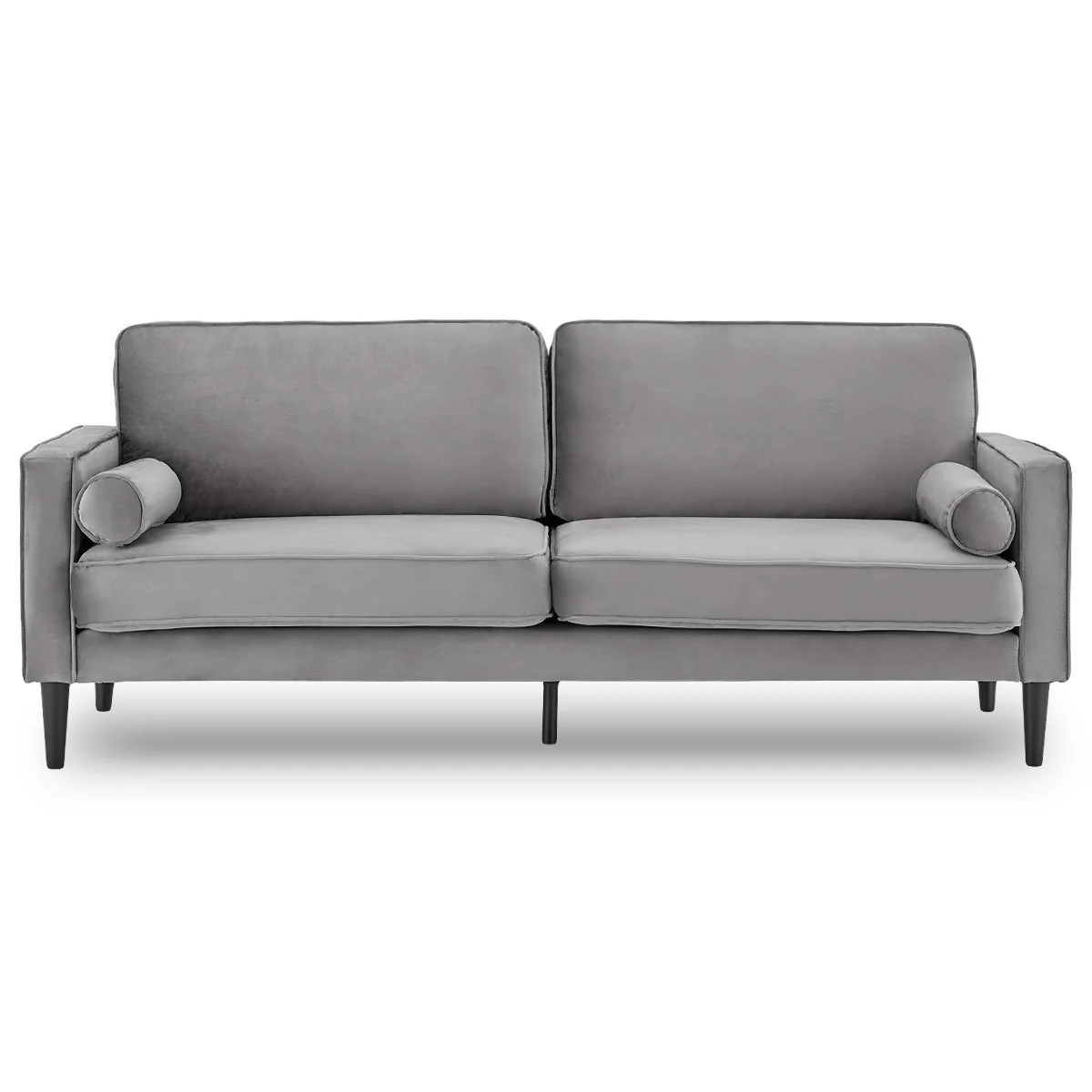 Melody 2-Seater Faux Velvet Suite Sofa Bed Lounge - Grey - Nurns