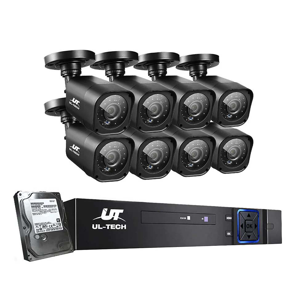 CCTV Security System 8CH DVR 8 Cameras 1TB Hard Drive - Nurns